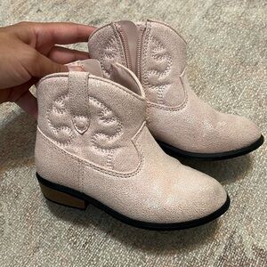 Pink shimmer western booties